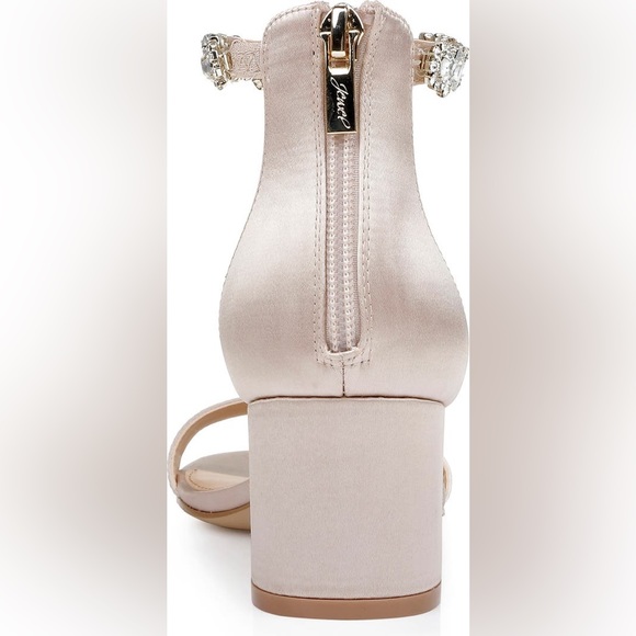 NWOT Jewel Badgley Mischka Catalina Champagne Ankle Strap Sandal - Size 7 - Picture 5 of 14